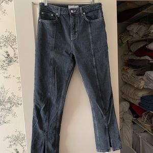 Topshop Split Hem Straight Leg Jeans